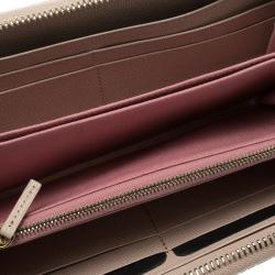 Pre Owned Fendi Pink Leather Zip Around Wallet