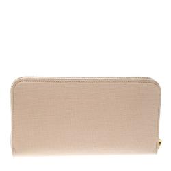 Pre Owned Fendi Pink Leather Zip Around Wallet