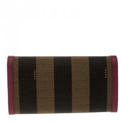 Pre Owned Fendi Burgundy Pequin Continental Wallet