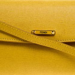 Pre Owned Fendi Yellow Leather Small Crayons Crossbody Bag