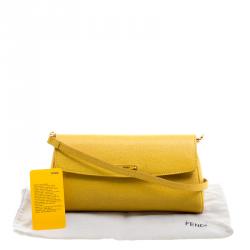 Pre Owned Fendi Yellow Leather Small Crayons Crossbody Bag