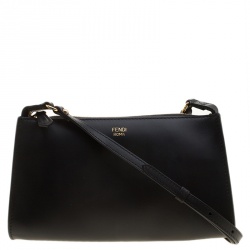 Pre Owned Fendi Black Leather Pochette Crossbody Bag