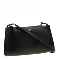 Pre Owned Fendi Black Leather Pochette Crossbody Bag