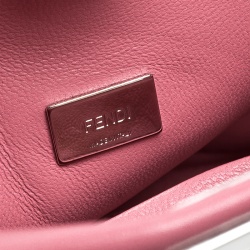 Pre Owned Fendi Pink Leather Micro Crystal Embellished Peekaboo Crossbody Bag