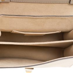 Pre Owned Fendi Taupe Leather Small Kan I Logo Embossed Shoulder Bag