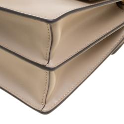 Pre Owned Fendi Taupe Leather Small Kan I Logo Embossed Shoulder Bag