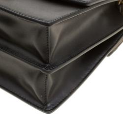 Pre Owned Fendi Black Leather Kan I Logo Embossed Top Handle Shoulder Bag