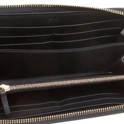 FENDI Bugs Monster Wallet Purse Black Gold Leather Long Zip Around 7M0210  #4637D