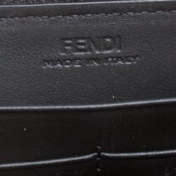 Pre Owned Fendi Black Leather Metallic Monster Eyes Bugs Zip Around Wallet