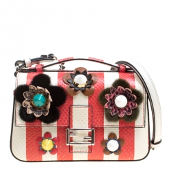 Fendi Multicolor Snakeskin Micro Double Baguette Top Handle Shoulder Bag