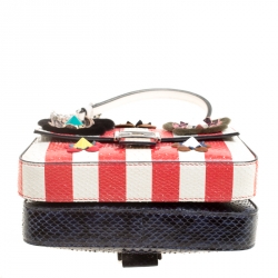 Fendi Multicolor Snakeskin Micro Double Baguette Top Handle Shoulder Bag