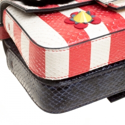 Fendi Multicolor Snakeskin Micro Double Baguette Top Handle Shoulder Bag