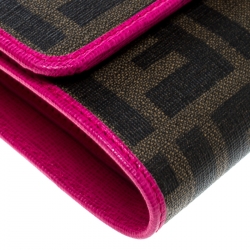 Pre Owned Fendi Brown Zucca Coated Canvas Wallet