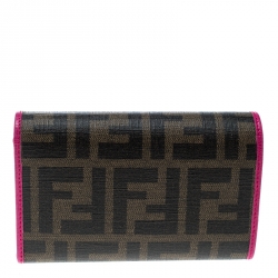 Pre Owned Fendi Brown Zucca Coated Canvas Wallet