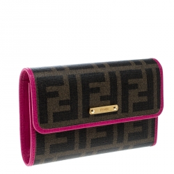 Pre Owned Fendi Brown Zucca Coated Canvas Wallet