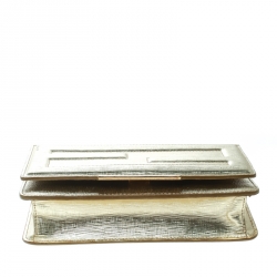 Pre Owned Fendi Gold Leather Tube On Chain Wallet 