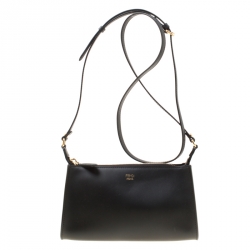 Pre Owned Fendi Black Leather Pochette Shoulder Bag