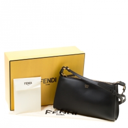 Pre Owned Fendi Black Leather Pochette Shoulder Bag
