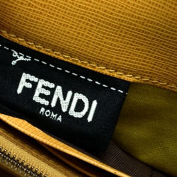 Pre Owned Fendi Yellow Leather Crayons Continental Wallet
