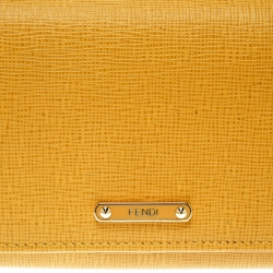 Pre Owned Fendi Yellow Leather Crayons Continental Wallet