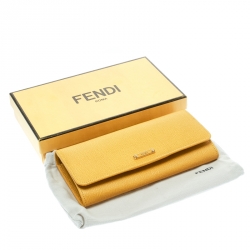 Pre Owned Fendi Yellow Leather Crayons Continental Wallet