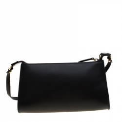 Pre Owned Fendi Black Leather Pochette Crossbody Bag