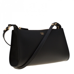 Pre Owned Fendi Black Leather Pochette Crossbody Bag