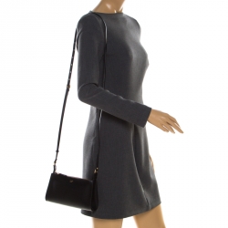 Pre Owned Fendi Black Leather Pochette Crossbody Bag