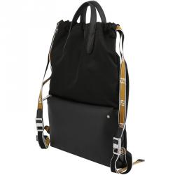 Pre Owned Fendi Black Nylon and Leather Vocabulary Tote Backpack 