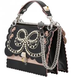 Pre Owned Fendi Black/Pink Leather Kan I Shoulder Bag