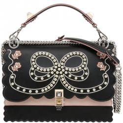 Pre Owned Fendi Black/Pink Leather Kan I Shoulder Bag