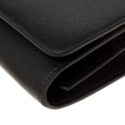Pre Owned Fendi Black Leather Wallet on Chain
