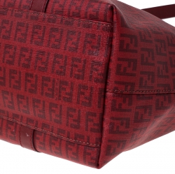 Pre Owned Fendi Red Zucchino Coated Canvas and Leather Superstar Shopper Tote