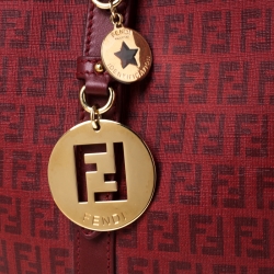 Pre Owned Fendi Red Zucchino Coated Canvas and Leather Superstar Shopper Tote