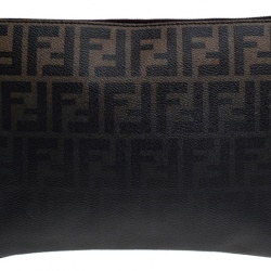 Pre Owned Fendi Tobacco Ombre Zucca Coated Canvas Clutch