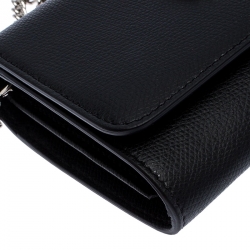 Pre Owned Fendi Black Leather F Chain Clutch