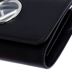 Pre Owned Fendi Black Leather F Chain Clutch