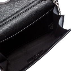 Pre Owned Fendi Black Leather F Chain Clutch