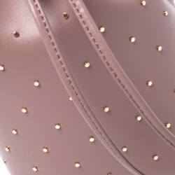 Pre Owned Fendi Rose Pink Studded Leather Mini Mon Tresor Drawstring Bucket Bag