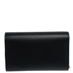 Pre Owned Fendi Black Leather Kan I Wallet On Chain