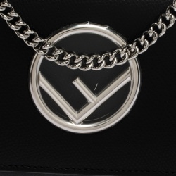 Pre Owned Fendi Black Leather Kan I Wallet On Chain