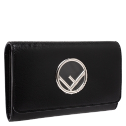 Pre Owned Fendi Black Leather Wallet on Chain