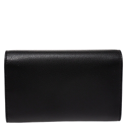 Pre Owned Fendi Black Leather Wallet on Chain