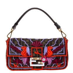 Fendi Mini Baguette Bag In FF Motif Canvas Multicolor