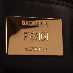 Pre Owned Fendi Tobacco Zucca Canvas and Multicolor Embroidered Convertible Baguette Bag