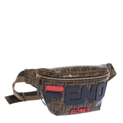 Fendi Brown Zucca Coated Canvas Spalmati Mania Belt Bag