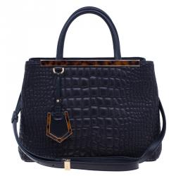 Pre Owned Fendi Croc Embossed Leather 2Jours Mini Tote