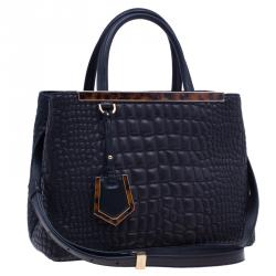 Pre Owned Fendi Croc Embossed Leather 2Jours Mini Tote