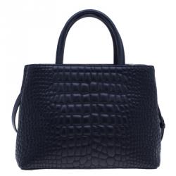 Pre Owned Fendi Croc Embossed Leather 2Jours Mini Tote