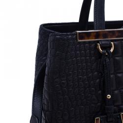 Pre Owned Fendi Croc Embossed Leather 2Jours Mini Tote